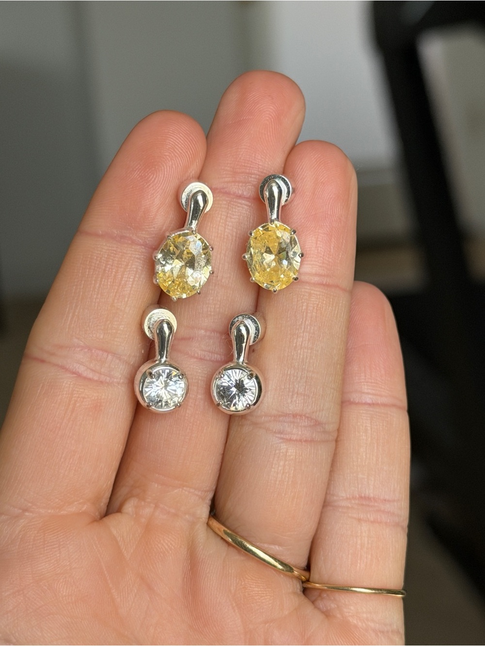 Joiana Romy Yellow (Medium) & Clement Crystal (Petite) Earrings